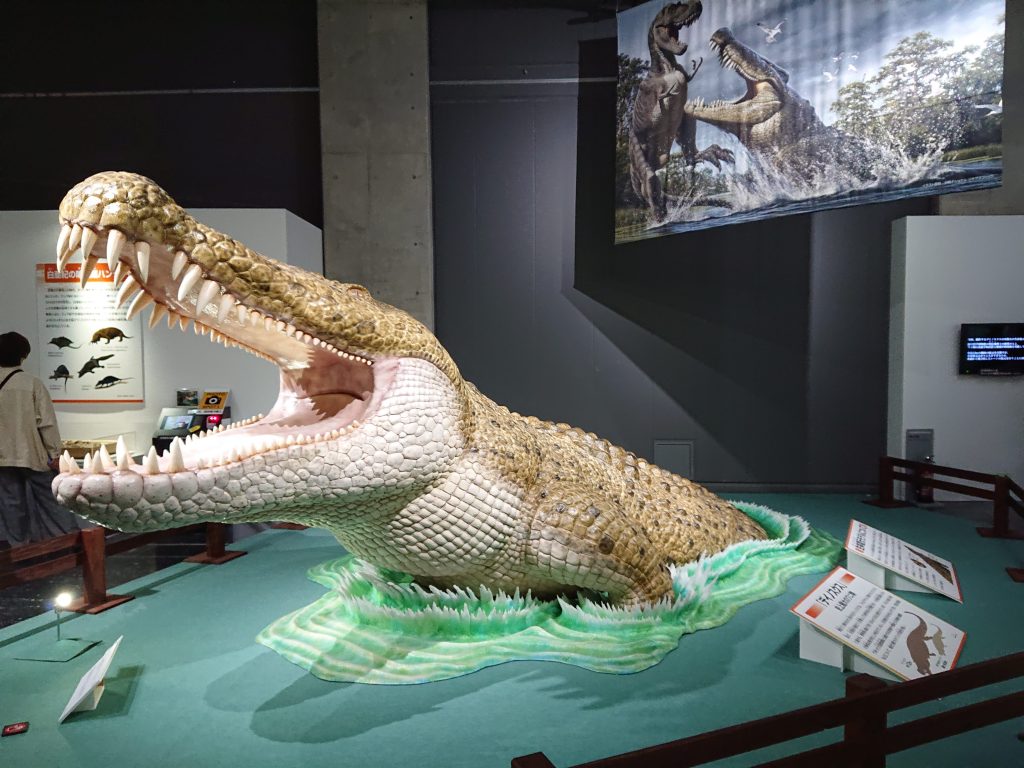 大地のハンター展。白亜紀の巨大ワニ！ なんと12メートルの復元模型。デート　撮影スポット　名古屋市科学館